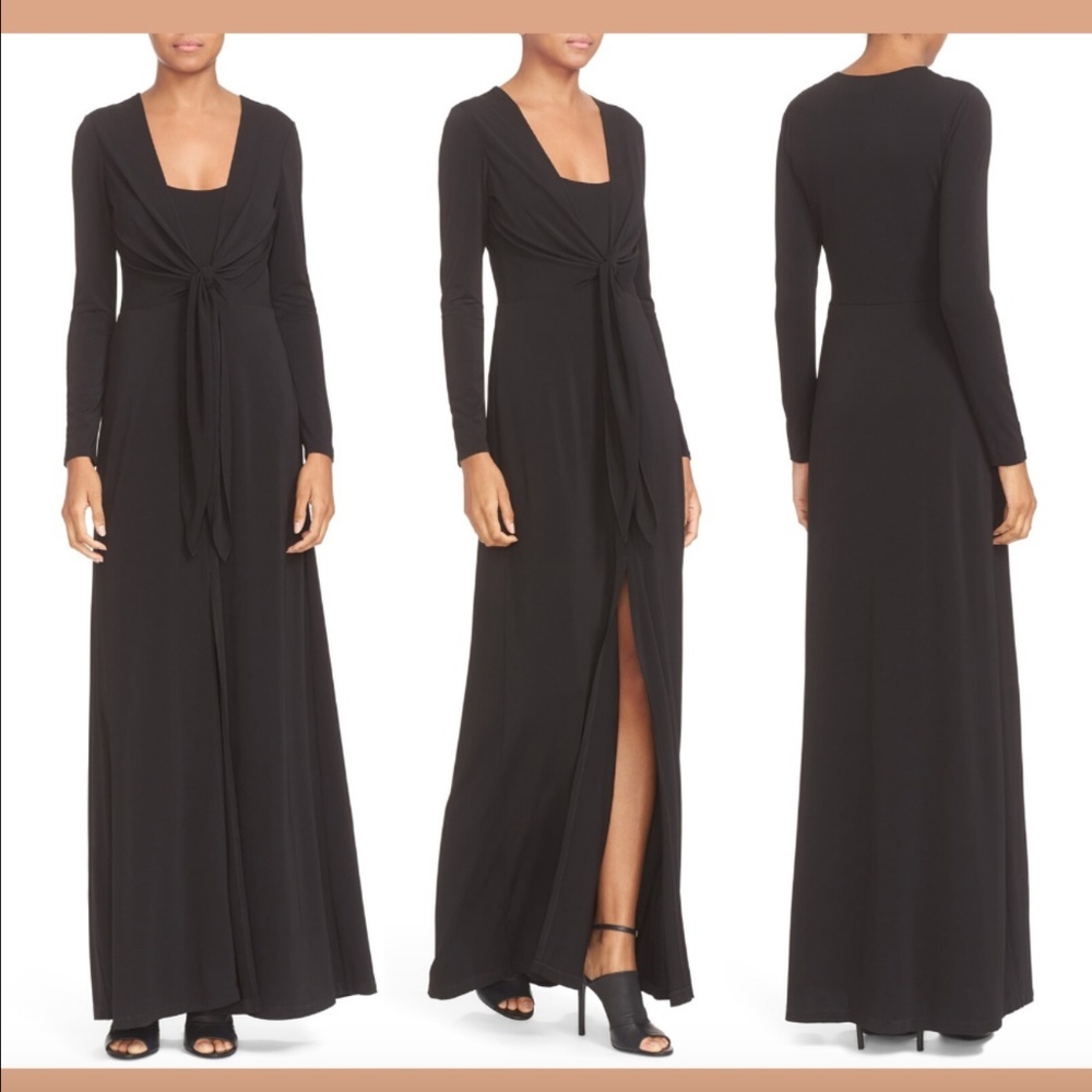 NWT $395 Alice + Olivia Salina‎ Plunging Tie Waist Maxi Dress [ SZ Small ]